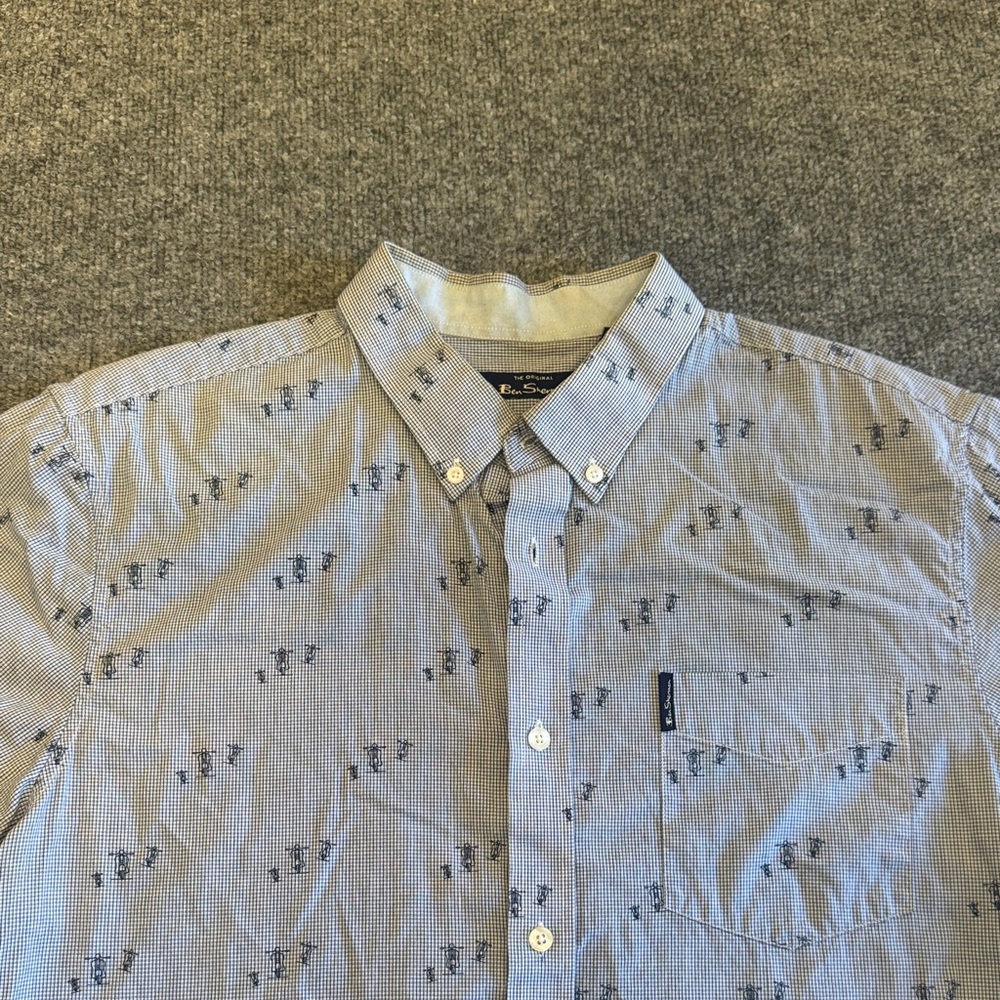 Ben Sherman Blue and White Patterned Casual Shirt